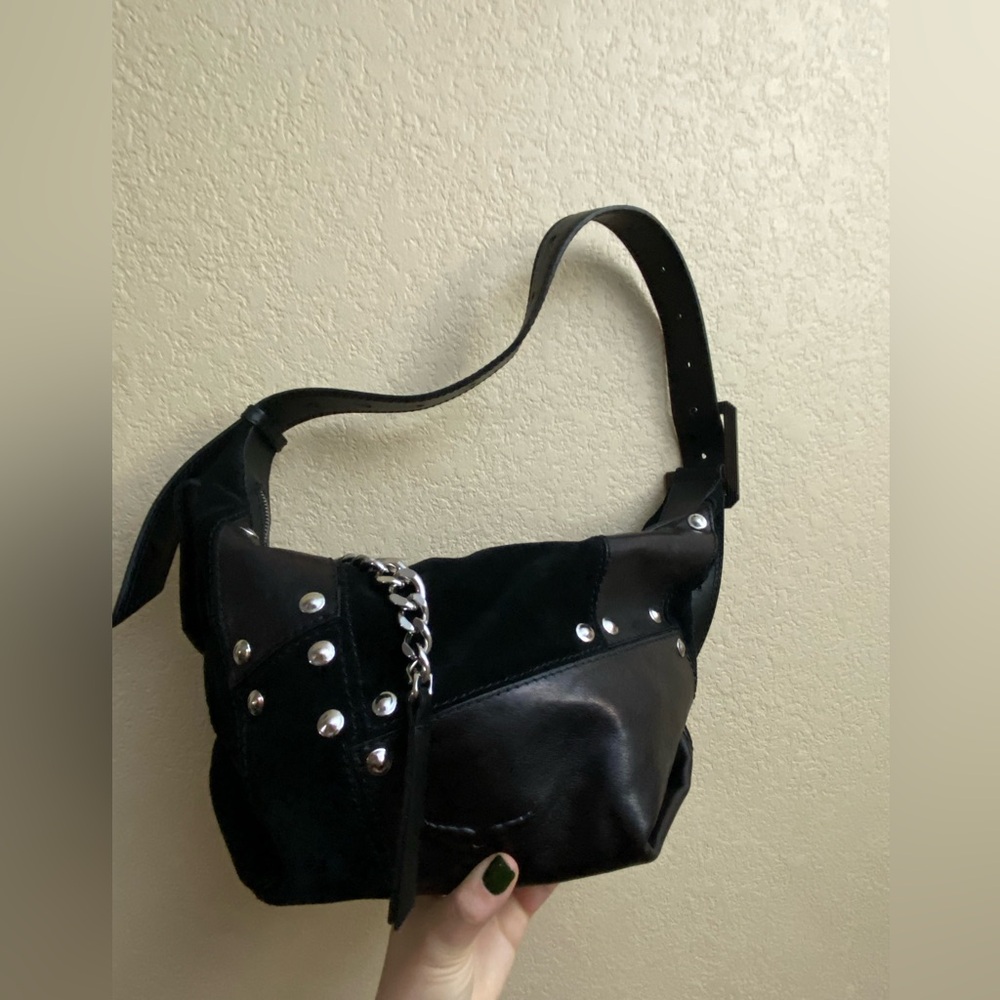 Zadig Voltaire Cecilia Bag black patchwork genuine leather and suede